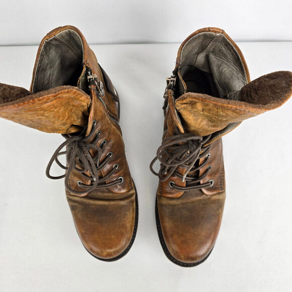 AS98 Brown Leather Strappy Ankle Boots Size 6 - Picture 4 of 12